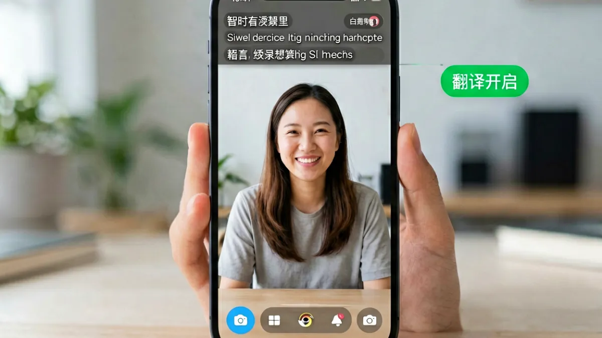 蜜桃811TV直播APP下载弹幕翻译功能内测公告截图，展示多语言弹幕叠加界面